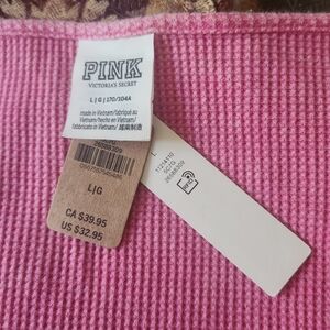 NWT PINK crop thermal top L